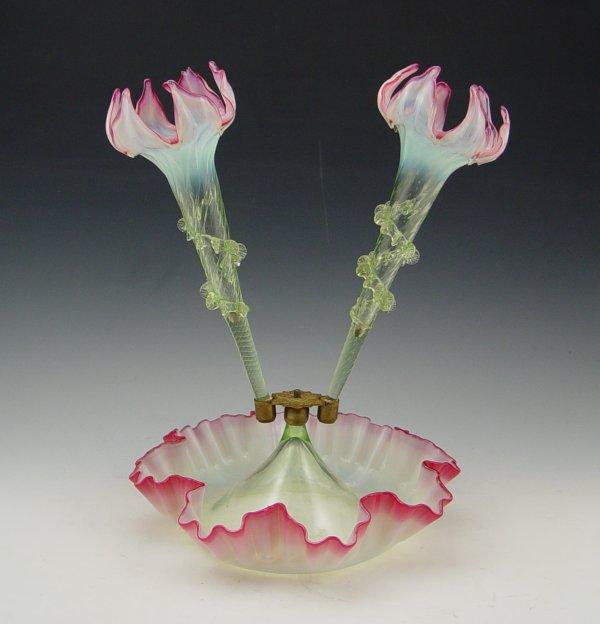 VICTORIAN ART GLASS EPERGNE: Two