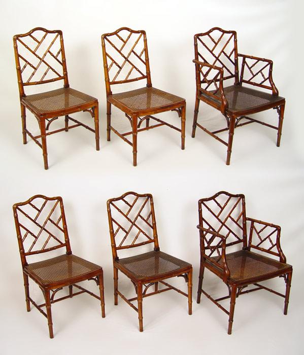 SET OF 6 BAMBOO STYLE DINING CHAIRS  b943b