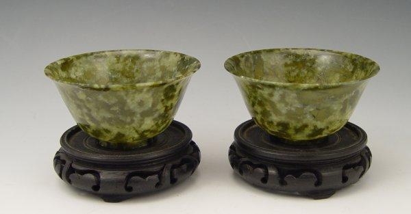 PAIR CHINESE CARVED SERPENTINE b947e