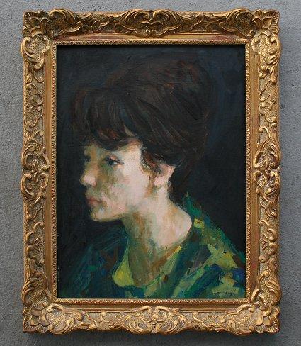 ILLEGIBLY SIGNED OIL MASONITE PORTRAIT b9486