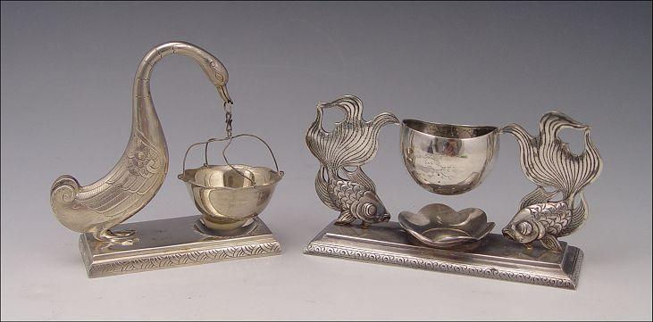 2 PIECE SILVER VIETNAMESE TEA BAG