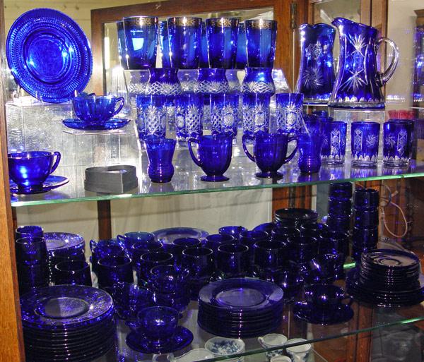 HUGE COLLECTION OF COBALT GLASSWARE  b94b8