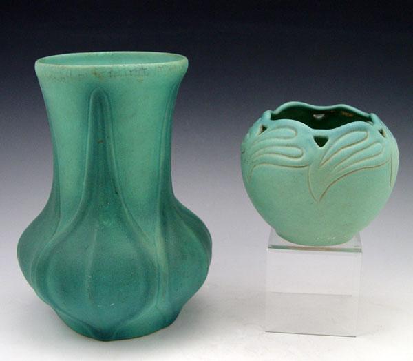 2 VAN BRIGGLE TURQUOISE MING BLUE POTTERY