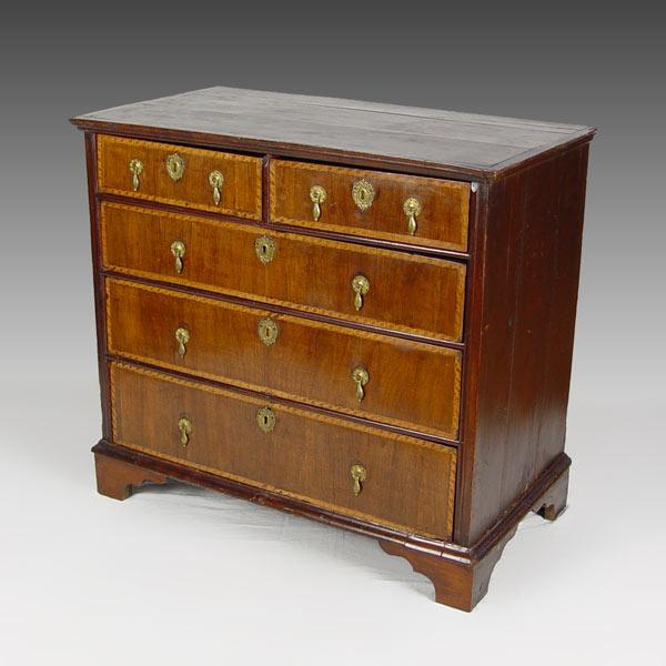 18th C BANDED DRAWER CHEST: Two