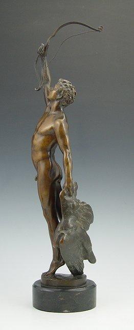 BRONZE NUDE ARCHER WITH FOUL: Unsigned,
