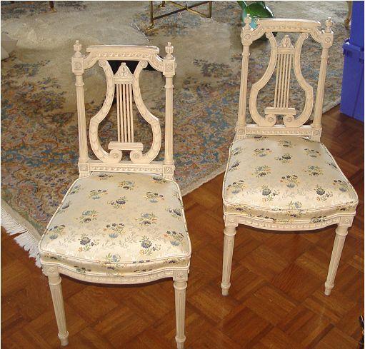PAIR FRENCH LOUIS XVI STYLE LYRE BACK
