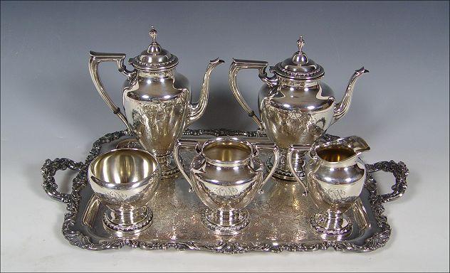 WALLACE STERLING 5 PC TEA AND COFFEE b9152