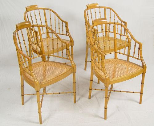 SET OF 4 BAMBOO STYLE ARM CHAIRS