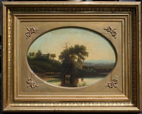 HUDSON RIVER SCHOOL LANDSCAPE OIL CANVAS  b91d9