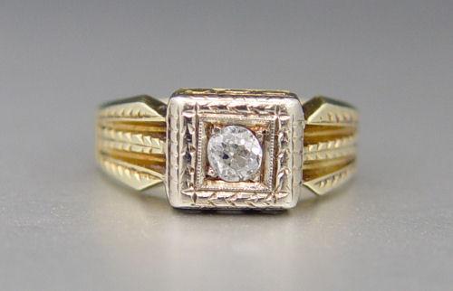 OLD MINE CUT DIAMOND RING: 14K