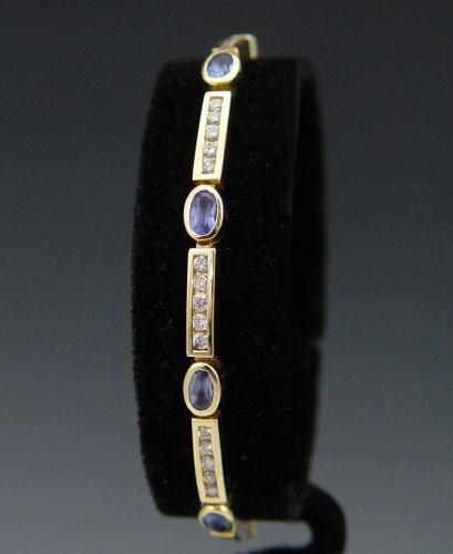 14K TANZANITE DIAMOND BRACELET  b9201