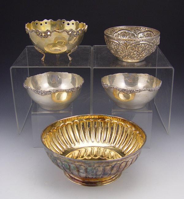 5 PIECE COLLECTION OF SILVER BOWLS  b9205