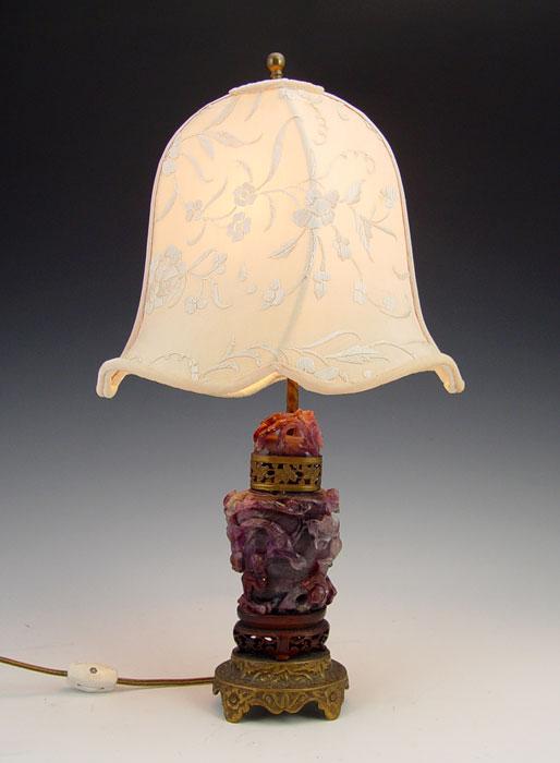 CHINESE CARVED PURPLE QUARTZ LAMP  b921d