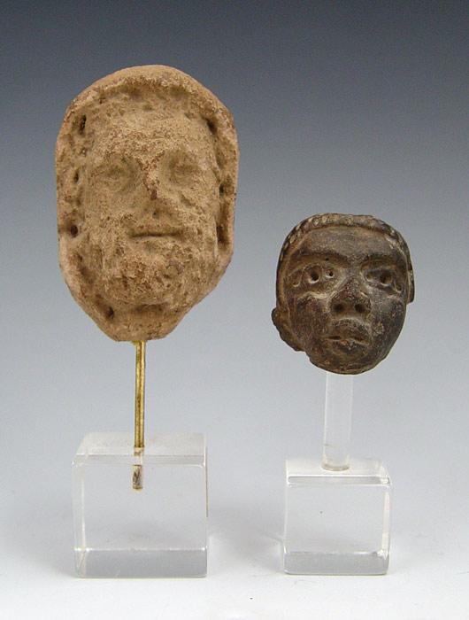 2 PIECE HELLENISTIC POTTERY HEADS  b924a