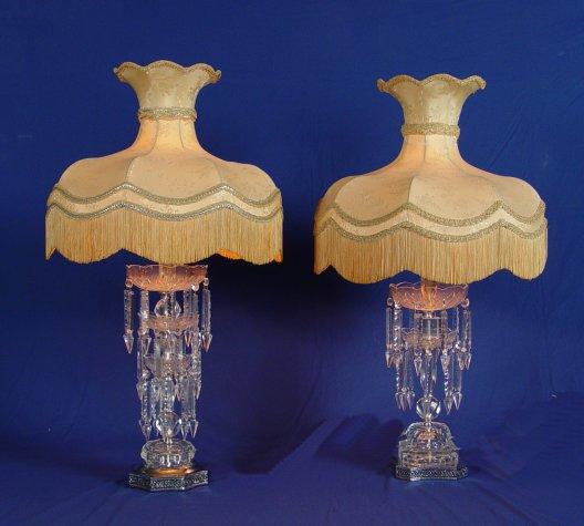 PAIR OF CUT CRYSTAL LAMPS WITH