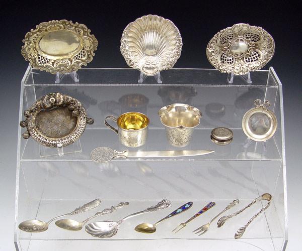 COLLECTION OF SILVER DISHES SPOONS b9263