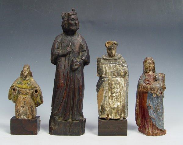 GROUP OF 4 EARLY RELIGIOUS CARVED b9266