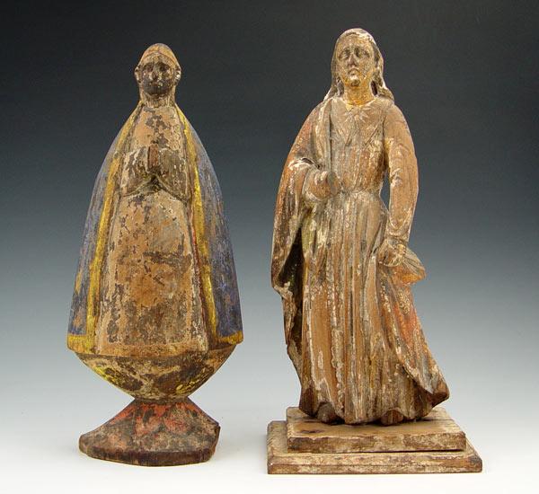 2 EARLY CARVED RELIGIOUS SANTOS FIGURES: