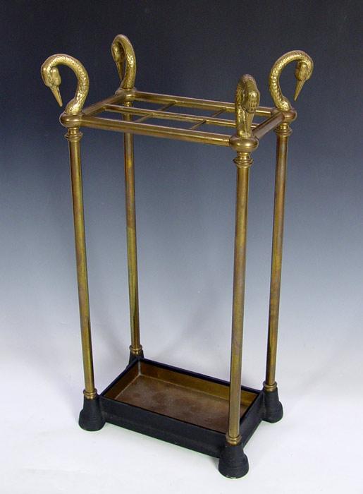 HEAVY BRASS AND IRON UMBRELLA STAND: