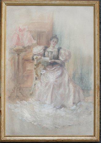 VICTORIAN WATERCOLOR THE LETTER  b9685