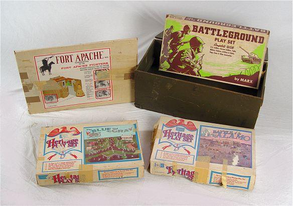 TRUNK WITH VINTAGE ACTION PLAY SETS: