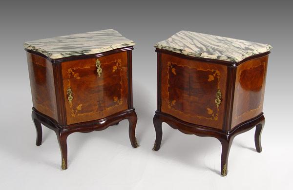 PAIR MARBLE TOP FRENCH STYLE NIGHTSTANDS  b96cb