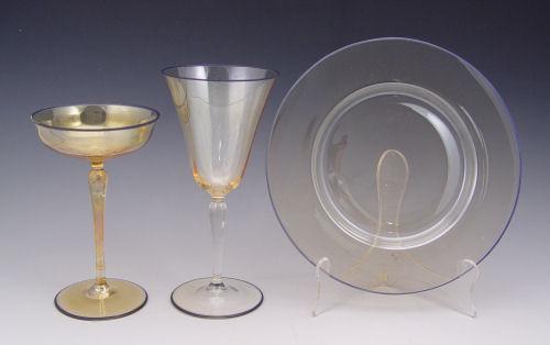 VENETIAN GLASS PLATES AND STEMS  b96ef