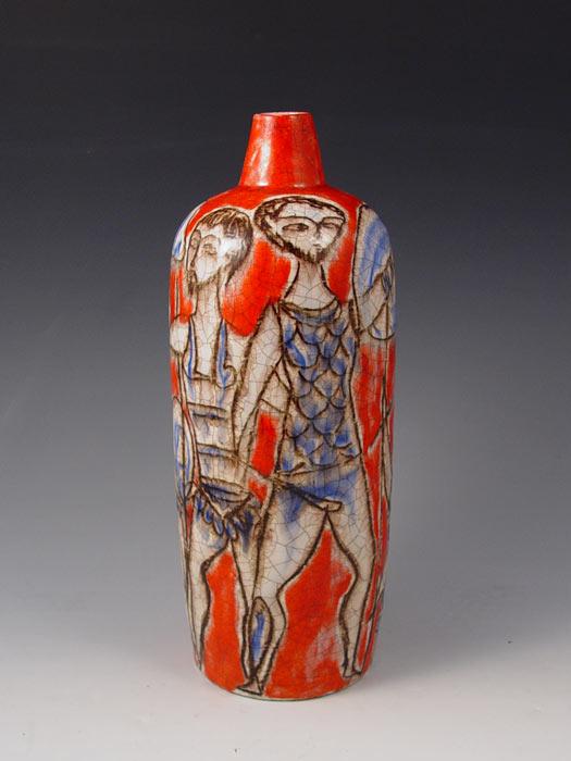 FANTONI ITALIAN CERAMIC VASE: Warrior