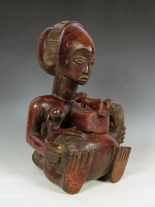 CARVED AFRICAN WOOD VESSEL MOTHER