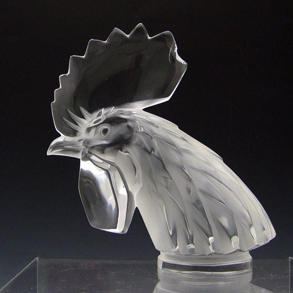 LALIQUE ROOSTER CAR MASCOT: Frosted