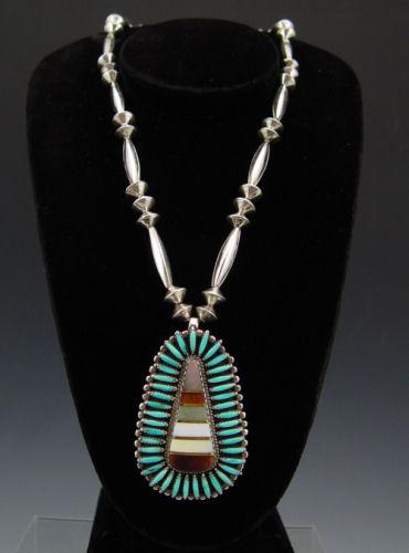 SIGNED ZUNI STERLING? NECKLACE: