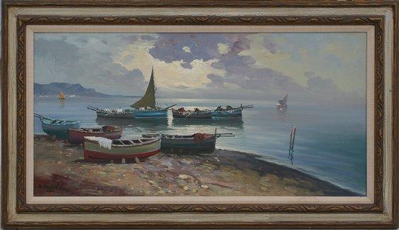 ITALIAN HARBOR SCENE SIGNED A.