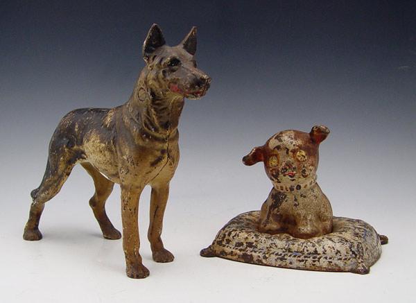 CAST IRON HUBLEY DOG BANK & GERMAN SHEPHERD