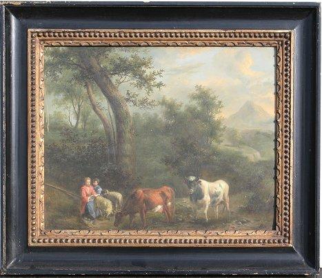 FIGURES AND COWS IN A LANDSCAPE b976f