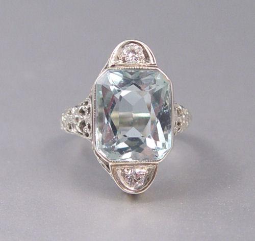 6 75 CT AQUAMARINE FILIGREE RING b9a7a