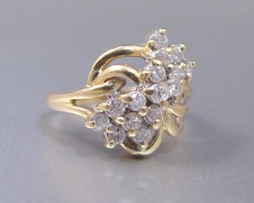 DIAMOND COCKTAIL RING 14K yellow b9ac2