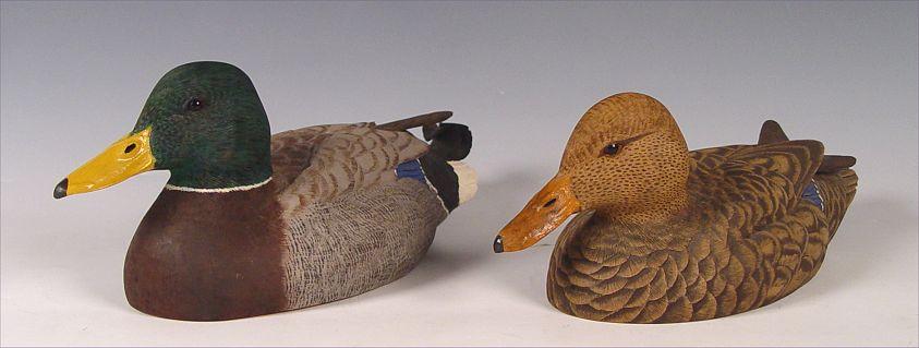 PAIR P. E. BUTCHER MALLARD DUCK CARVINGS: