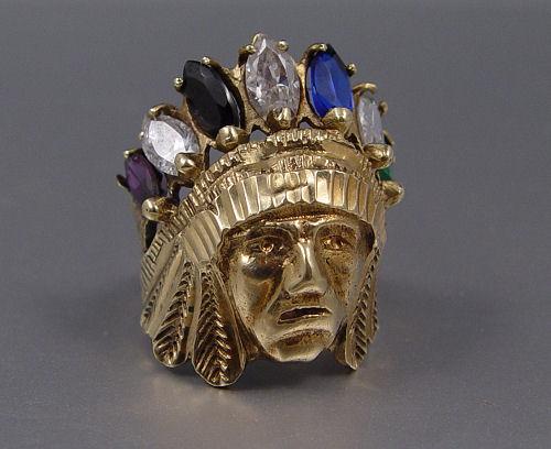 14K INDIAN CHIEF FIGURAL RING  b9adb