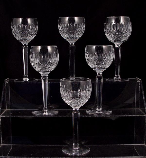 6 WATERFORD CRYSTAL WINE HOCKS: 7 1/4