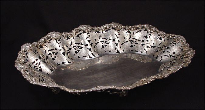 800 SILVER RETICULATED FOOTED CENTERBOWL  b99e0