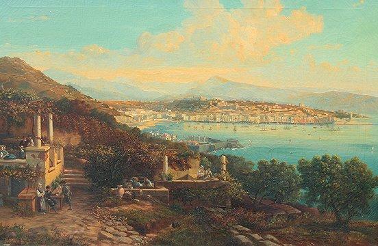 BAY OF NAPLES PAINTING SCENE SIGNED b99f8