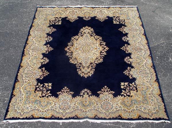 HAND TIED NAVY BLUE KERMAN CARPET  b9a13