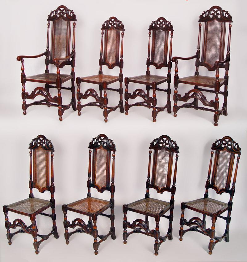 SET OF 8 WILLIAM MARY STYLE DINING b9a3b