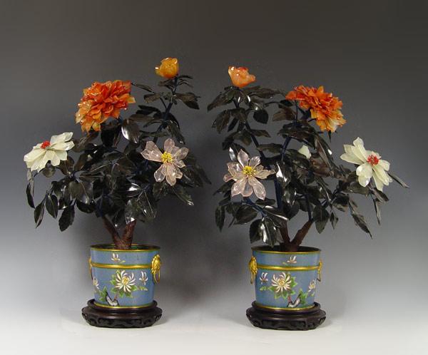 TWO LARGE CHINESE STONE TREES IN