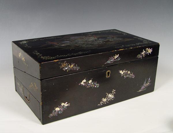 CHINESE BLACK LACQUERED AND ABALONE