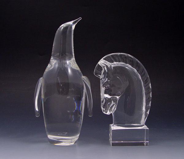 STEUBEN CRYSTAL PENGUIN AND HORSE