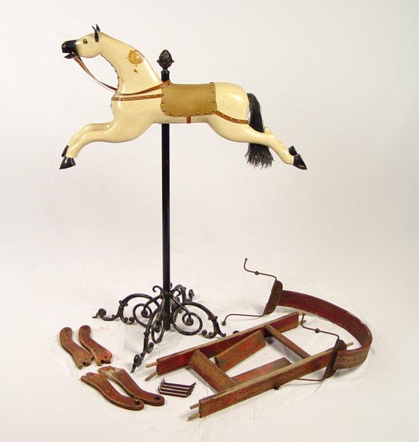 EARLY CARVED & PAINTED HOBBY HORSE: