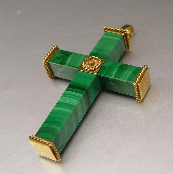 18K MALACHITE CROSS PENDANT 18K b9e95