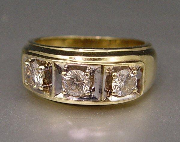 GENTS OR LADIES 14K 3 STONE DIAMOND