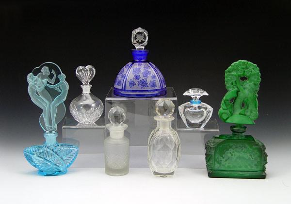 GREAT COLLECTION OF 7 GLASS PERFUME